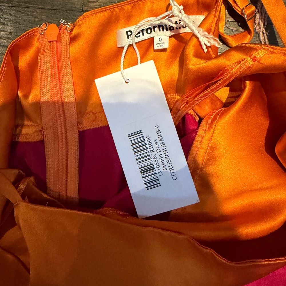 Reformation Jasmin Silk Orange and Pink Mini Dress - Picture 5 of 5